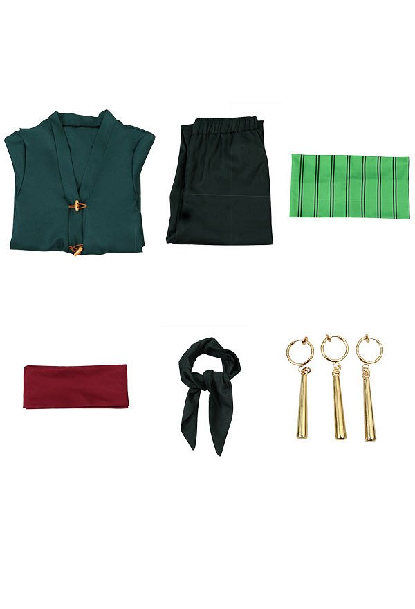 One Piece Roronoa Zoro Cosplay Costume Uniforme de Verde