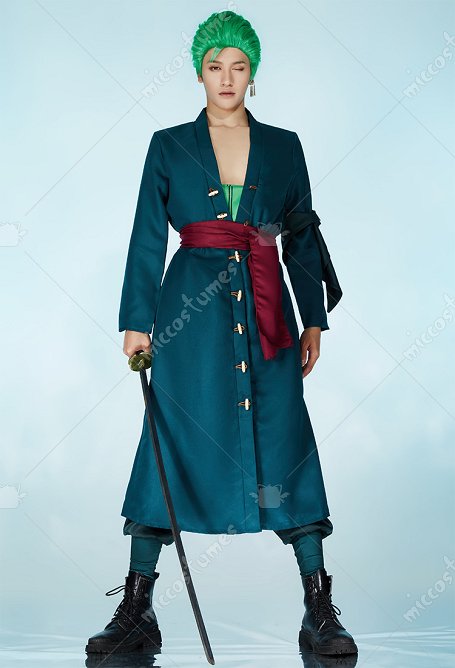 One Piece Roronoa Zoro Cosplay Costume Uniforme de Verde 