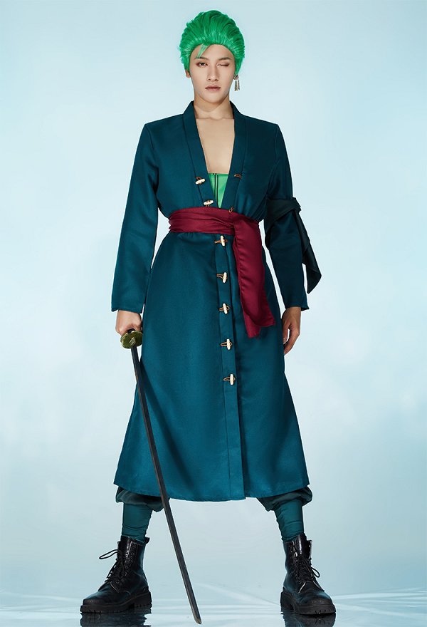 One Piece Roronoa Zoro Cosplay Costume Uniforme de Verde
