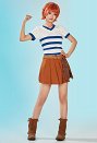 OP Nami Disfraz de Cosplay Camiseta de Manga Corta con Escote en V a Rayas y Falda con Cinturón