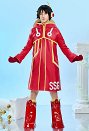 OP Egghead Arc Luffy Cosplay Disfraz Abrigo Largo Rojo con Capucha y Guantes con Calcetines y Gorro