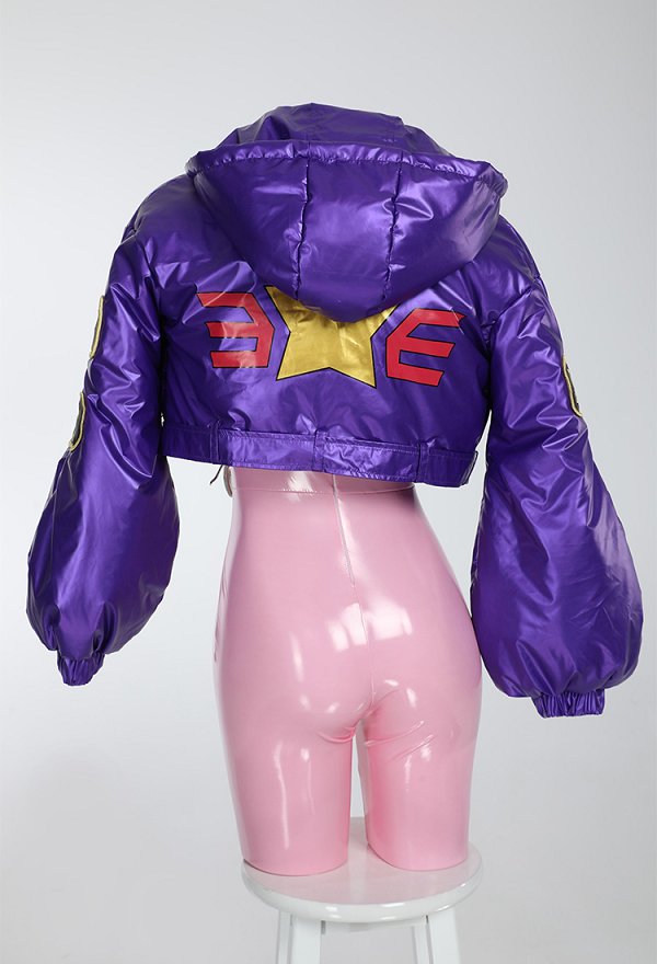 OP Egghead Arc Punk-02 Lilith Cosplay Costume Combinaison Rose Brillante et Veste à Capuche avec Gants OP Egghead Arc Punk-02 Lilith Cosplay Costume Combinaison Rose Brillante et Veste à Capuche avec Gants