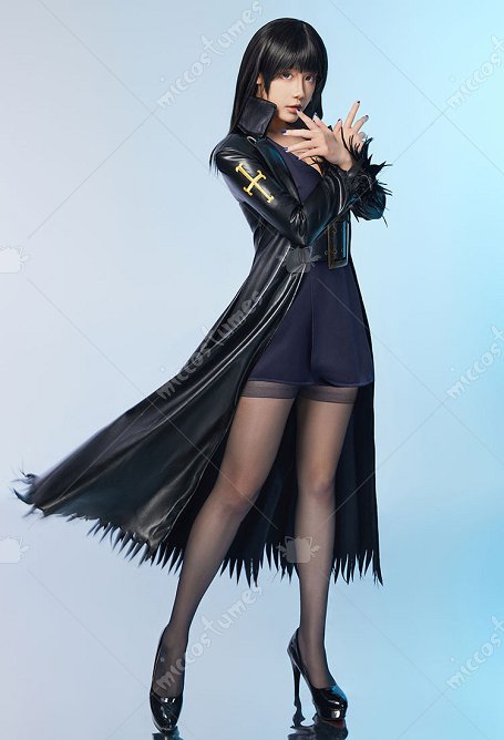 Robin Disfraz de Cosplay Vestido con Escote en Profundo V y Chaqueta con Medias Largas y Cinturón