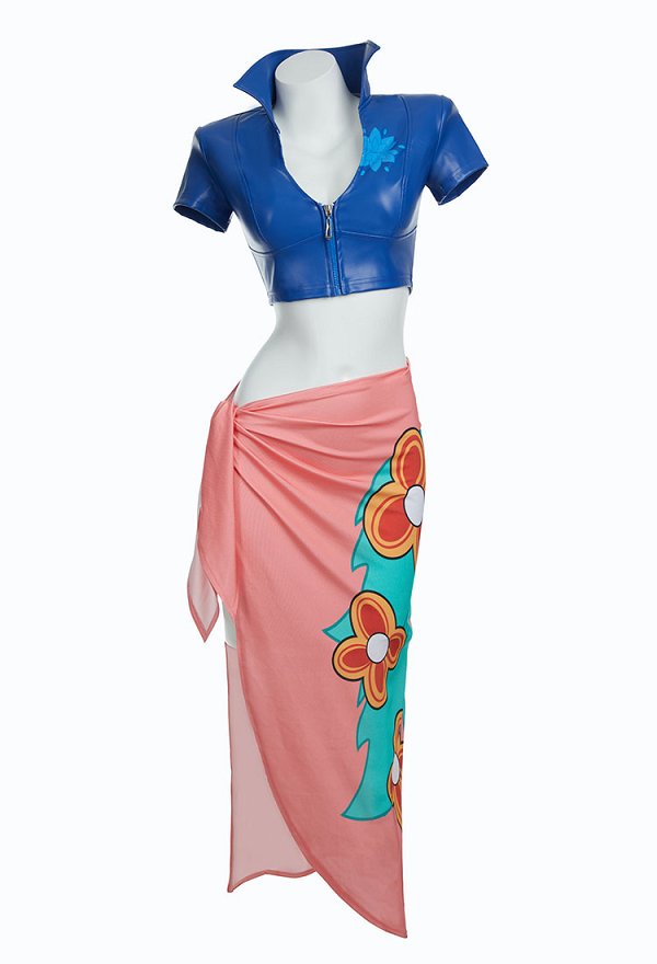 Conjunto de top y falda de cosplay de Nico Robin de One Piece para la playa