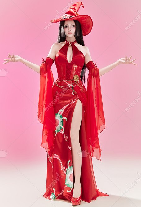 OP Boa Hancock Halloween Estilo Bruja Vestido de Disfraz con Falda y Sombrero