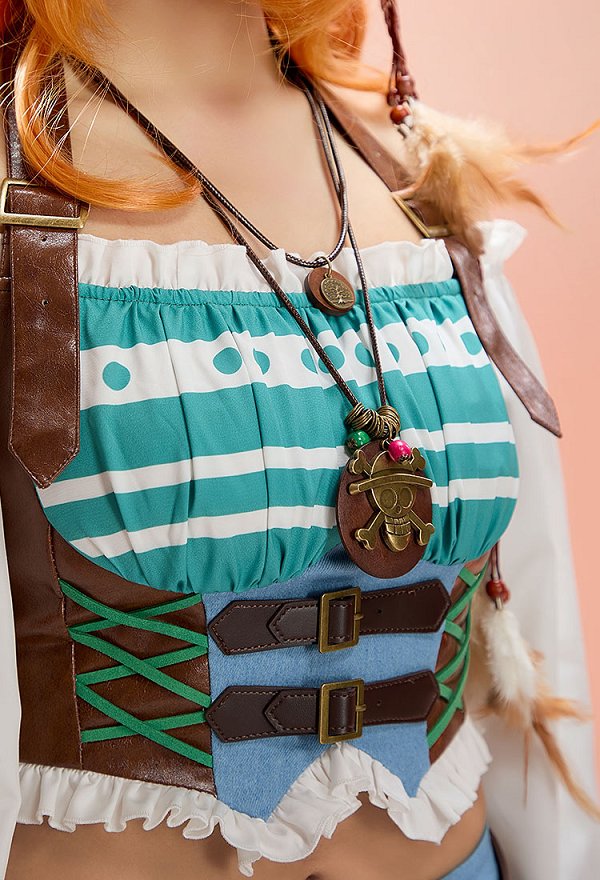 OP Nami Cosplay Kostüm Halloween Piratenkostüm Oberteil und Rock mit Hut OP Nami Cosplay Kostüm Halloween Piratenkostüm Oberteil und Rock mit Hut