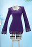 OP Robin Cosplay Costume Vestido de Encaje Cuello Cuadrado Morado con Medias de Red