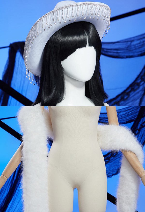 OP Nico Robin Derivative Winterkleid Weihnachtskostüm Neckholder-Fischschwanzkleid mit Schal und Mütze OP Nico Robin Derivative Winterkleid Weihnachtskostüm Neckholder-Fischschwanzkleid mit Schal und Mütze