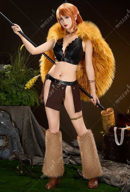 One Piece Nami Cosplay Chaleco y falda con capa y calentadores de piernas