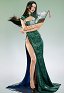 OP Boa Hancock Cosplay Costume Green Cheongsam with Earrings and Bracelet