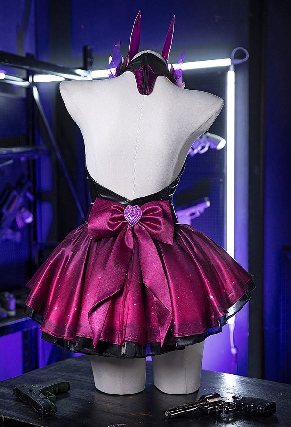 OW Hana Song Piel de Nocturna Vestido de Cosplay con Guantes y Lazo OW Hana Song Piel de Nocturna Vestido de Cosplay con Guantes y Lazo