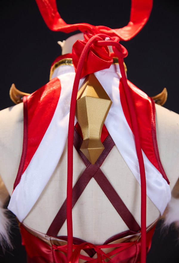 OW Anran Red Ribbon Skin Cosplay Costume Dress with Sleeves and Headpiece
