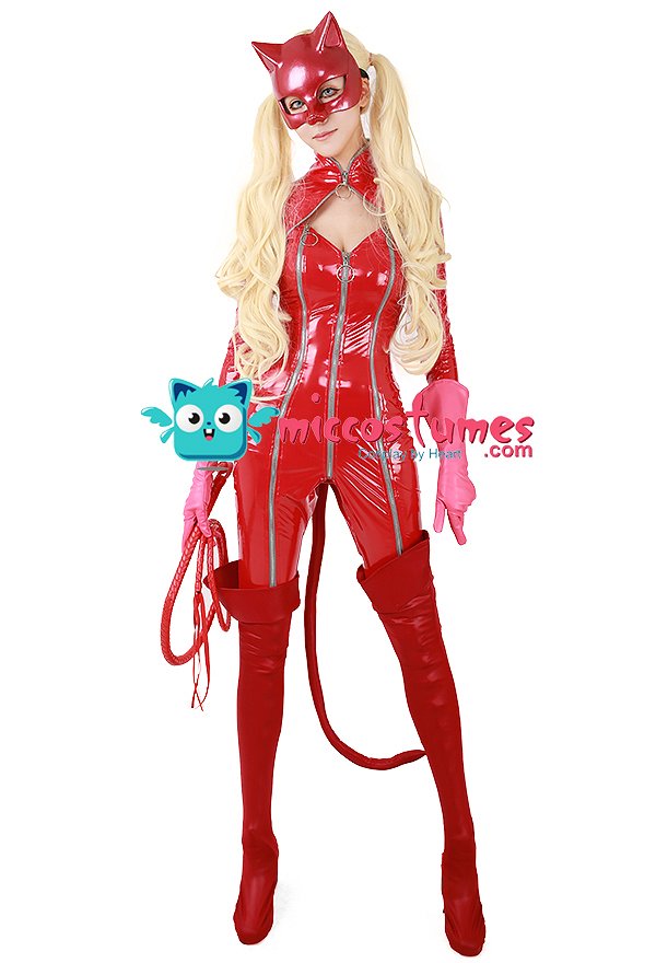 Disfraz Cosplay de Ann Takamaki Panther Phantom Thief de P5 Body de Spandex Mono Incluyendo Látigo y Cubrebotas