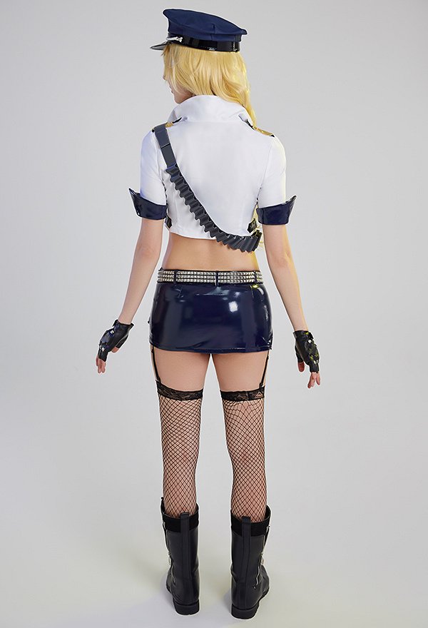 Panty & Stocking with Garterbelt Panty Police Officer Cosplay Costume Top and Skirt Set with Complete Accessories