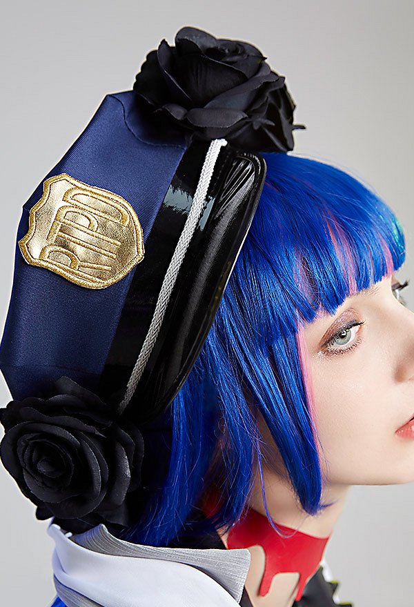 Panty & Stocking with Garterbelt Stocking Police Officer Cosplay Costume Top and Shorts Set with Complete Accessories