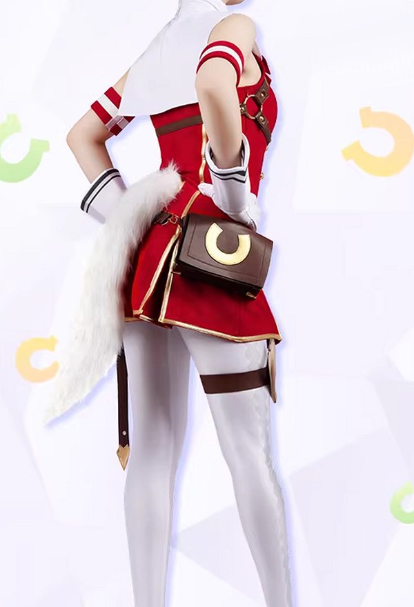 Uma Musume Pretty Derby Gold Ship Cosplay Costume Red Dress and Tights with Gloves and Hat