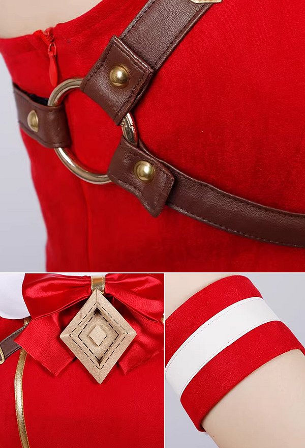Uma Musume Pretty Derby Gold Ship Cosplay Costume Red Dress and Tights with Gloves and Hat