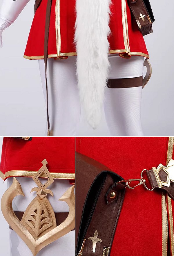 Uma Musume Pretty Derby Gold Ship Cosplay Costume Red Dress and Tights with Gloves and Hat