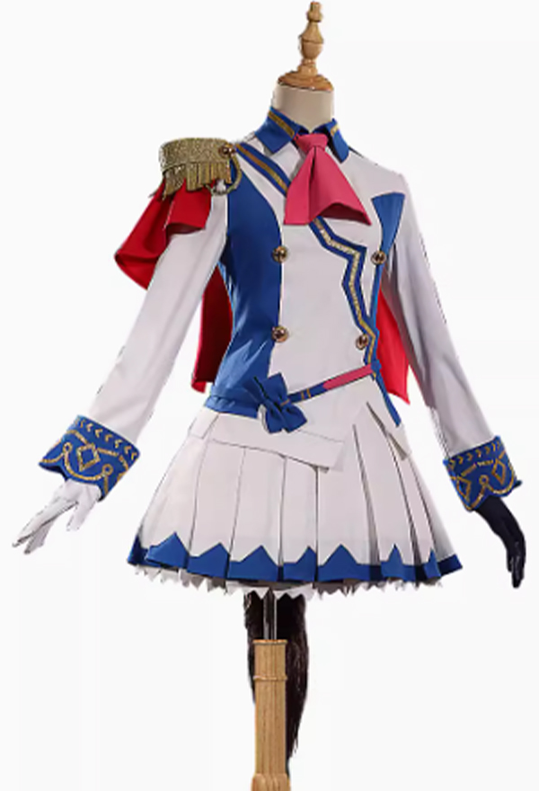 Uma Musume Pretty Derby Tokai Teio Cosplay Kostüm Mantel und Faltenrock mit Schal und Handschuhen