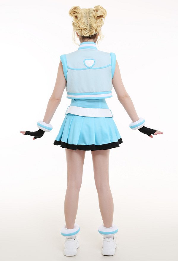 Girls Z PPGZ Rolling Bubbles Miyako Gotokuji Cosplay Costume Sleeveless Vest Coat Short Pleated Dress Transformation Outfit with Gloves Choker Headdress Belt Accessories