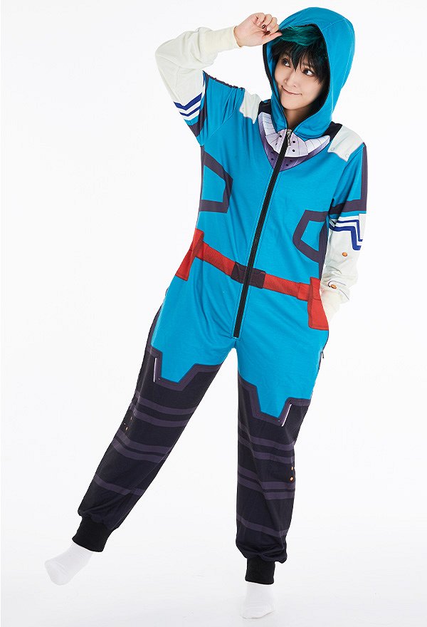 Mujeres MHA Midoriya Izuku Onesie Pijama Adulto Mameluco Ropa de Casa Kigurumi con Capucha Mujeres MHA Midoriya Izuku Onesie Pijama Adulto Mameluco Ropa de Casa Kigurumi con Capucha