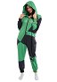 Halloween Women Shego Green and Black Contrast Hooded Onesie Pajamas Loungewear Adult Onesie Homewear Kigurumi Costume Outfit