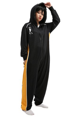 Karasuno Sports Overall mit Kapuzen Pyjamas Onesie Homewear Kigurumi Jumpsuit Kostüm Cosplay Kostüm