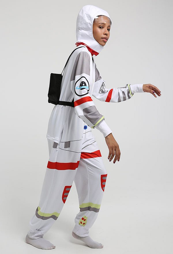 Women Spaceman Pattern Print Hooded Onesie Pajamas Loungewear Adults Onesie Homewear Kigurumi Costume Outfits