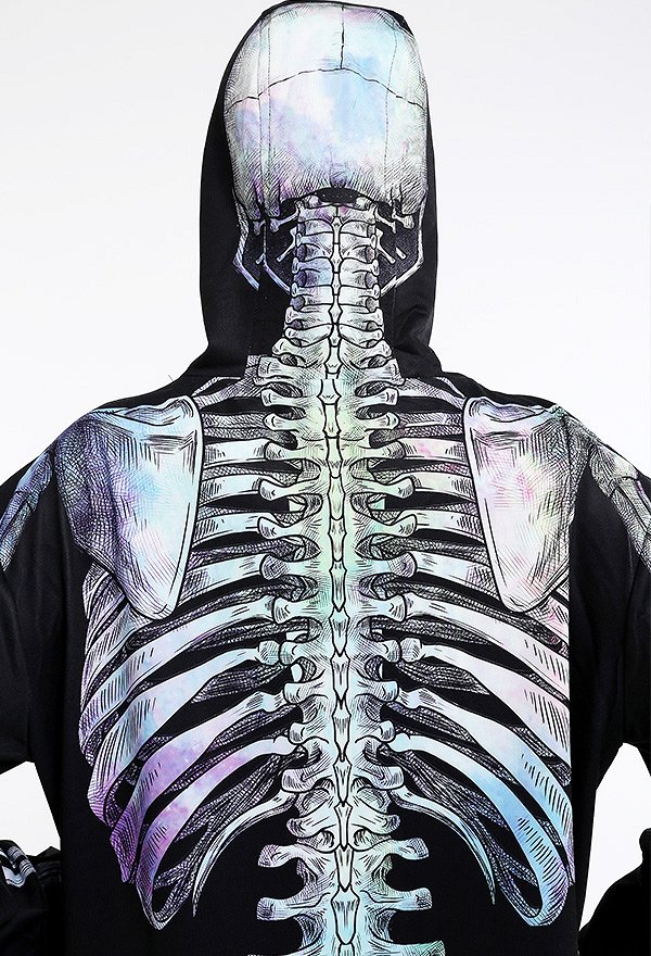 Halloween Women Colorful Human Skeleton Homewear Onesie Pajama Adult Kigurumi Hooded Loungewear Costume Outfits