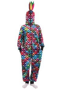 Damen Regenbogen Ananas Overall mit Kapuzen Pyjamas Lange Arm Onesie Homewear Kigurumi Jumpsuit Kostüm