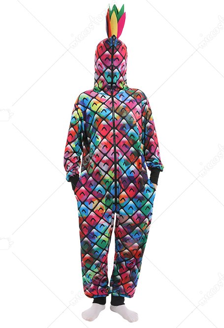 Combinaison Halloween Pyjama Une Pièce de Style Ananas Coloré Vêtement de Nuit à Manches Longues