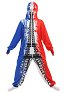 Mujer Francia Patrón de Bandera Nacional de Pijama de Adulto Mameluco de Manga Larga con Capucha Kigurumi Disfraz de Cosplay