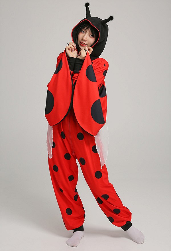 Women Adult Pajama Kigurumi Outfits Onesie Cartoon Flying Ladybug Animal Cosplay Costume