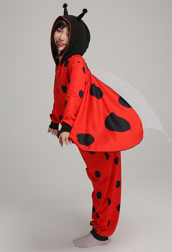 Women Adult Pajama Kigurumi Outfits Onesie Cartoon Flying Ladybug Animal Cosplay Costume