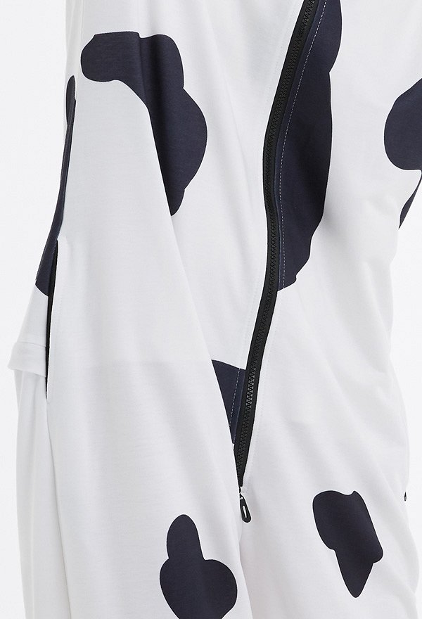 Women Cow Pattern Onesie Pajama Adult Onesie Homewear Kigurumi Hooded Loungewear Costume Outfits