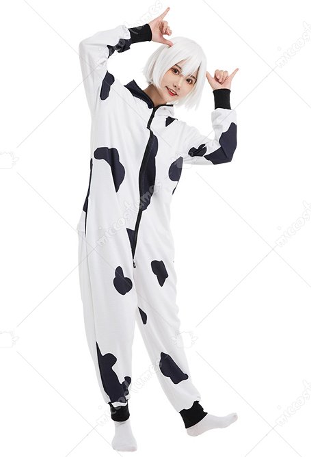 Combinaison Halloween Pyjama Une Pièce Vêtement de Nuit à Manches Longues avec Impression de Laitière