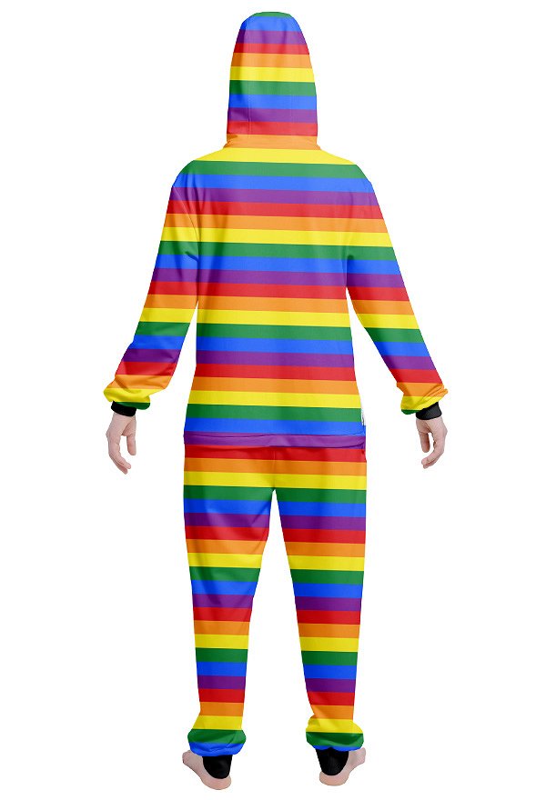 Bodysuit Lange Ärme mit Kapuze Jumpsuit Pyjamas Regenbogen Muster Cosplay Kostüm Bodysuit Lange Ärme mit Kapuze Jumpsuit Pyjamas Regenbogen Muster Cosplay Kostüm