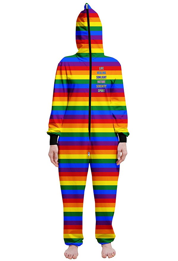 Bodysuit Lange Ärme mit Kapuze Jumpsuit Pyjamas Regenbogen Muster Cosplay Kostüm Bodysuit Lange Ärme mit Kapuze Jumpsuit Pyjamas Regenbogen Muster Cosplay Kostüm