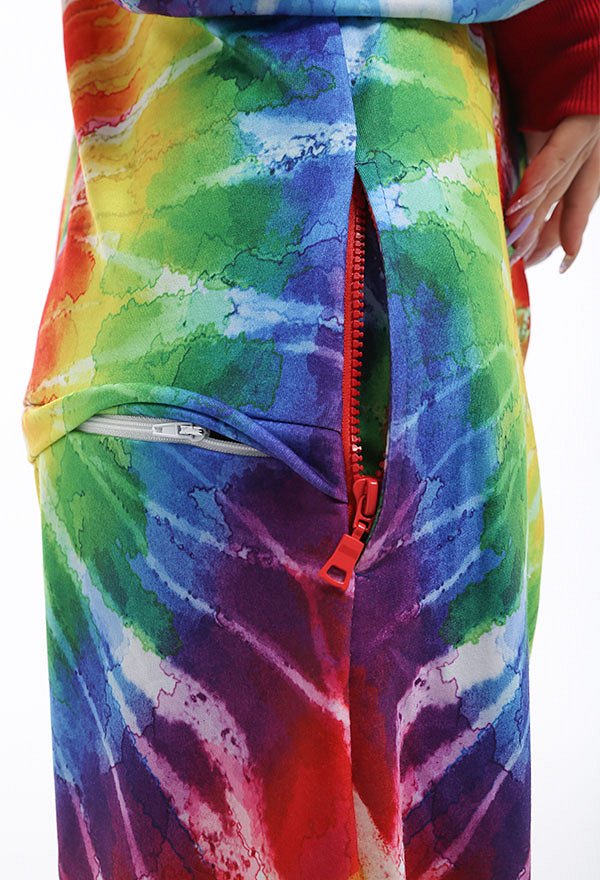 Women Spinning Rainbow Pattern Homewear Onesie Pajama Adult Kigurumi Hooded Loungewear Costume Outfits