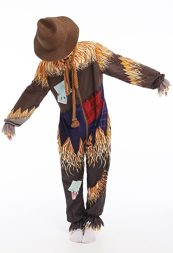 Women Scarecrow Onesie Pajamas Long Sleeve Kigurumi Cosplay Costume with Hat