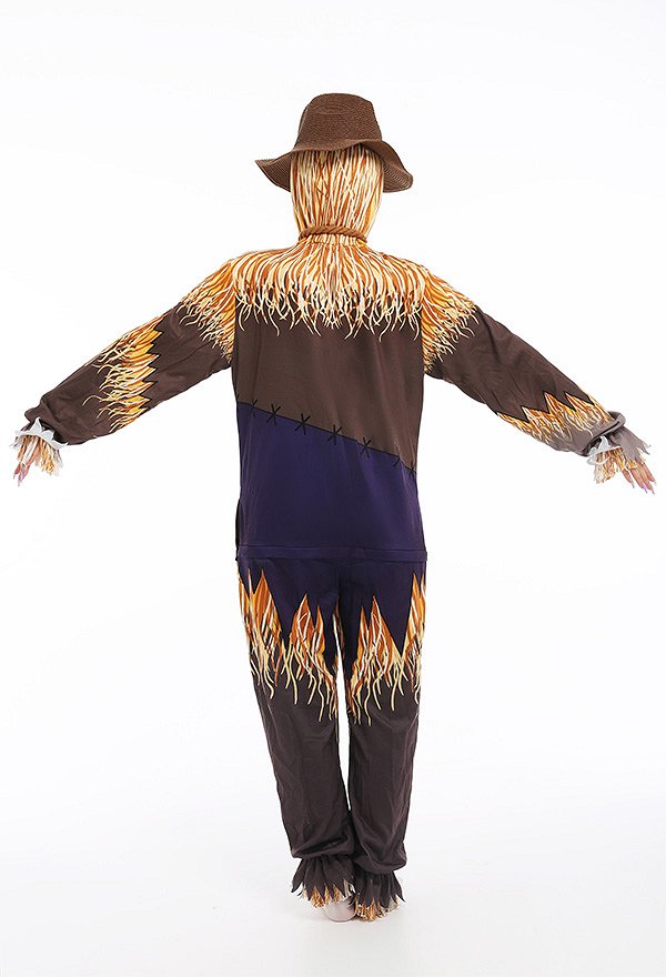 Women Scarecrow Onesie Pajamas Long Sleeve Kigurumi Cosplay Costume with Hat