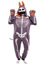 Women Halloween Skull Cat Onesie Pajama Loungewear Adult Hooded Onesie Homewear Kigurumi Costume Outfits