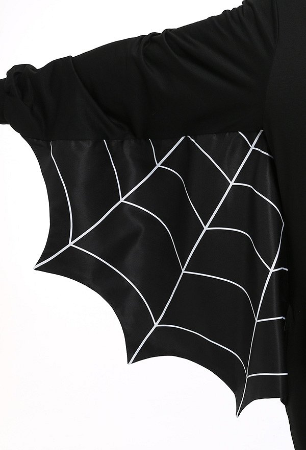 Halloween Women Spider Net Batwing Sleeve Homewear Onesie Pajama Adult Kigurumi Hooded Loungewear Costume Outfits