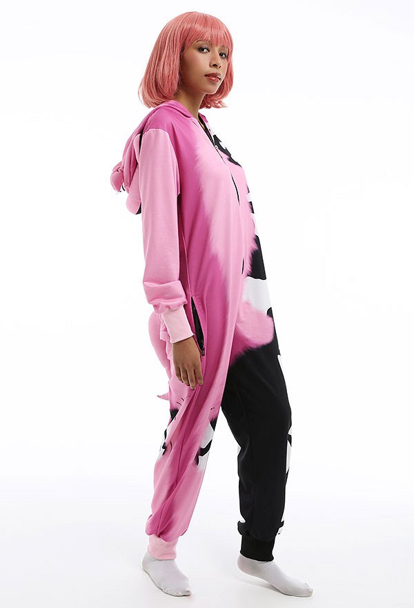 Mujeres Dibujos Animados de Halloween Impresión de Unicornio Contraste de Color Mamelujo Pijama Adulto con Capucha Ropa de Casa Kigurumi