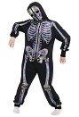 Laser Skeleton Digital Printing Pajamas One-Piece Onesie Long Sleeve Hooded Sleepwear Cosplay Costume Outfits