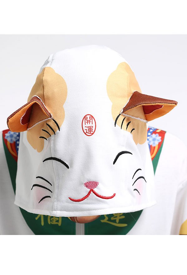 Women Beckoning Cat Homewear Onesie Pajama Adult Kigurumi Hooded Loungewear Costume Outfits