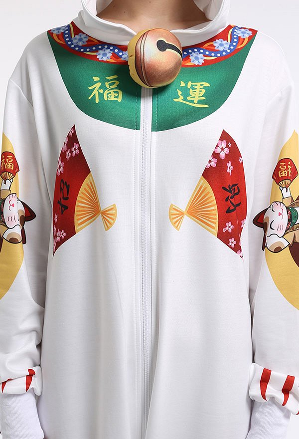 Women Beckoning Cat Homewear Onesie Pajama Adult Kigurumi Hooded Loungewear Costume Outfits