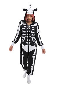 Combinaison Halloween Pyjama Une Pièce de Style Squelettes Cheval Vêtement de Nuit à Manches Longues