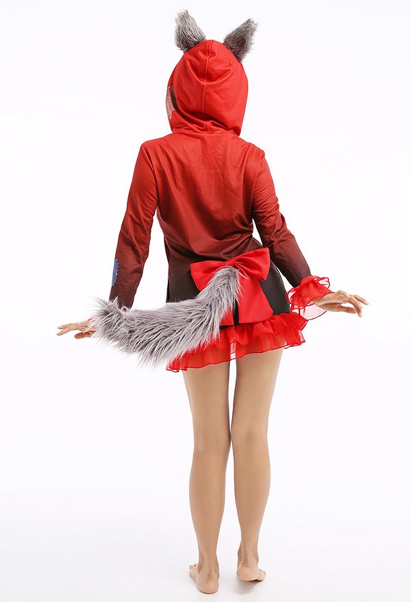 Robe de Nuit Halloween Pyjama Une Pièce Dérivé Le Petit Chaperon Rouge Loup Vêtement de Nuit à Manches Longues