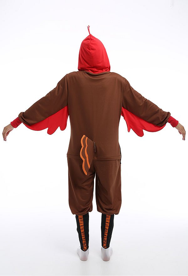 Women Turkey Shape Onesie Pajamas for Thanksgiving Long Sleeve Hooded Kigurumi Loungewear Cosplay Costume